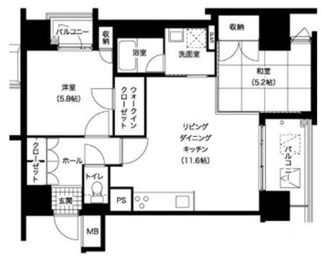 レジディア西新(2LDK/9階)の間取り写真