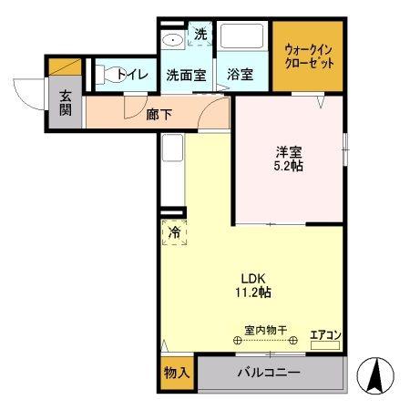ウィステリア(1LDK/2階)の間取り写真