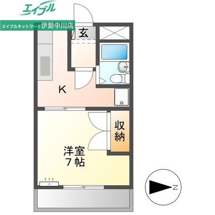 サンパレス(1K/2階)の間取り写真