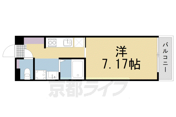 フランコート太秦(1K/4階)の間取り写真