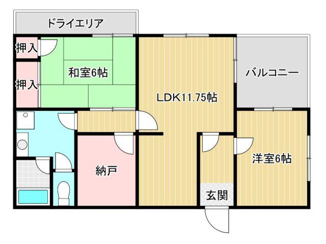 高槻ハイツ(2SLDK/1階)の間取り写真