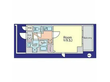 アスヴェル京都二条駅前II(1K/3階)の間取り写真