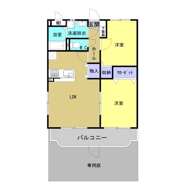 グランシャトー(2LDK/1階)の間取り写真