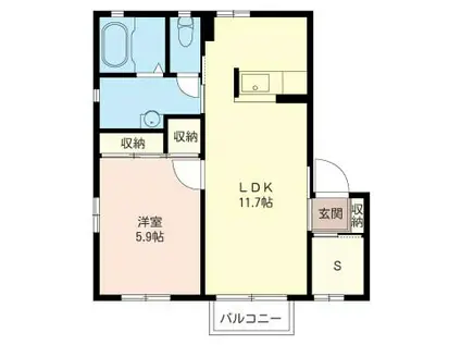 アークスクエアB棟(1LDK/2階)の間取り写真