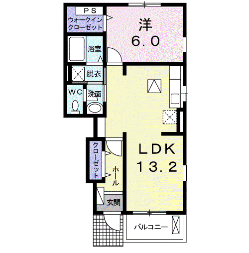 リバーサイド寿(1LDK/1階)の間取り写真