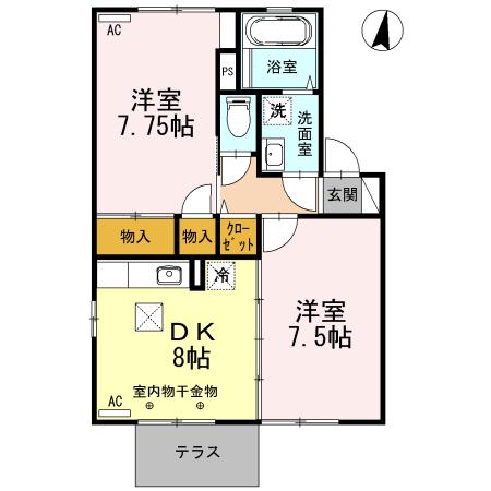 STORK IMAI(2DK/1階)の間取り写真