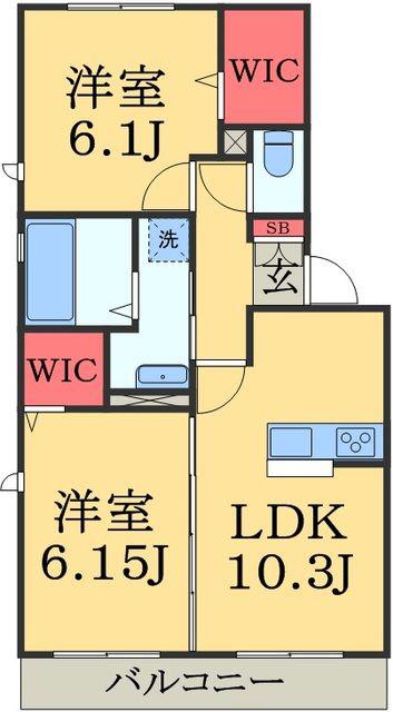 プリマヴェーラ(2LDK/3階)の間取り写真