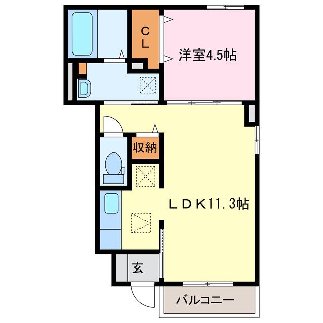 リエンダI(1LDK/1階)の間取り写真