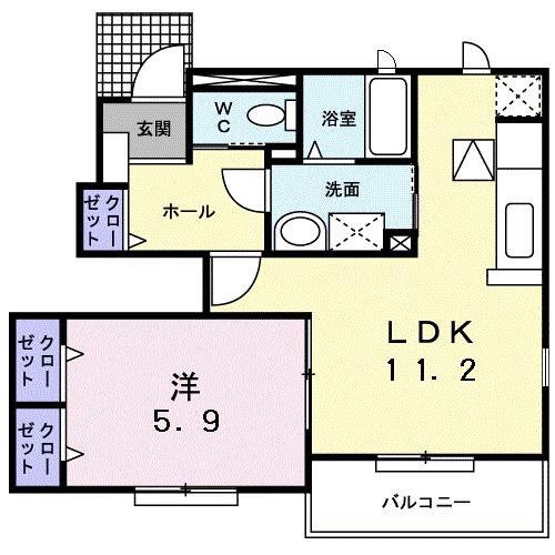 サンミッシェルII(1LDK/1階)の間取り写真