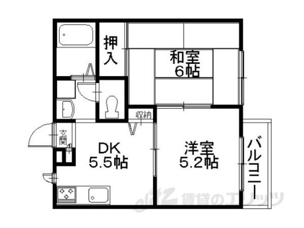 キャロットハウス(2DK/2階)の間取り写真