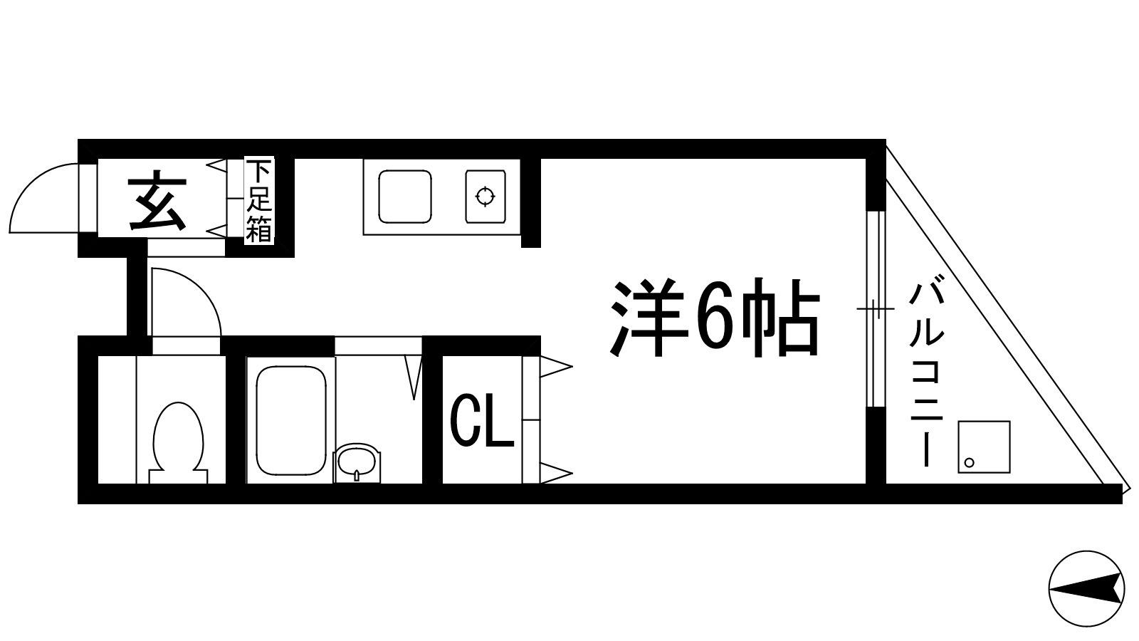 阪急今津線 門戸厄神駅 徒歩5分 3階建 築31年(ワンルーム/3階)の間取り写真