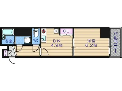 サムティ松屋町(1DK/9階)の間取り写真