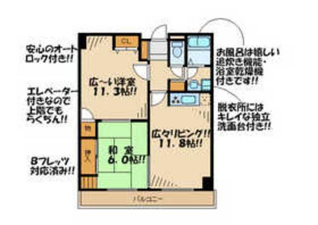 アヴァンセつつじヶ丘(2LDK/4階)の間取り写真