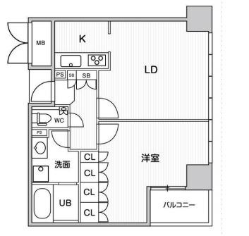 アステリオ北堀江ザメトロタワー(1LDK/17階)の間取り写真