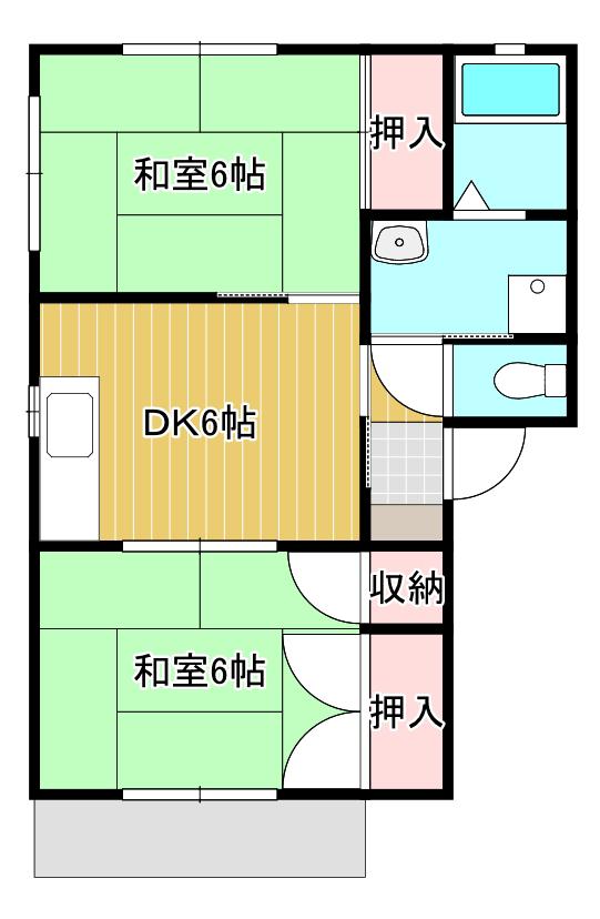 コーポ槙(2DK/1階)の間取り写真