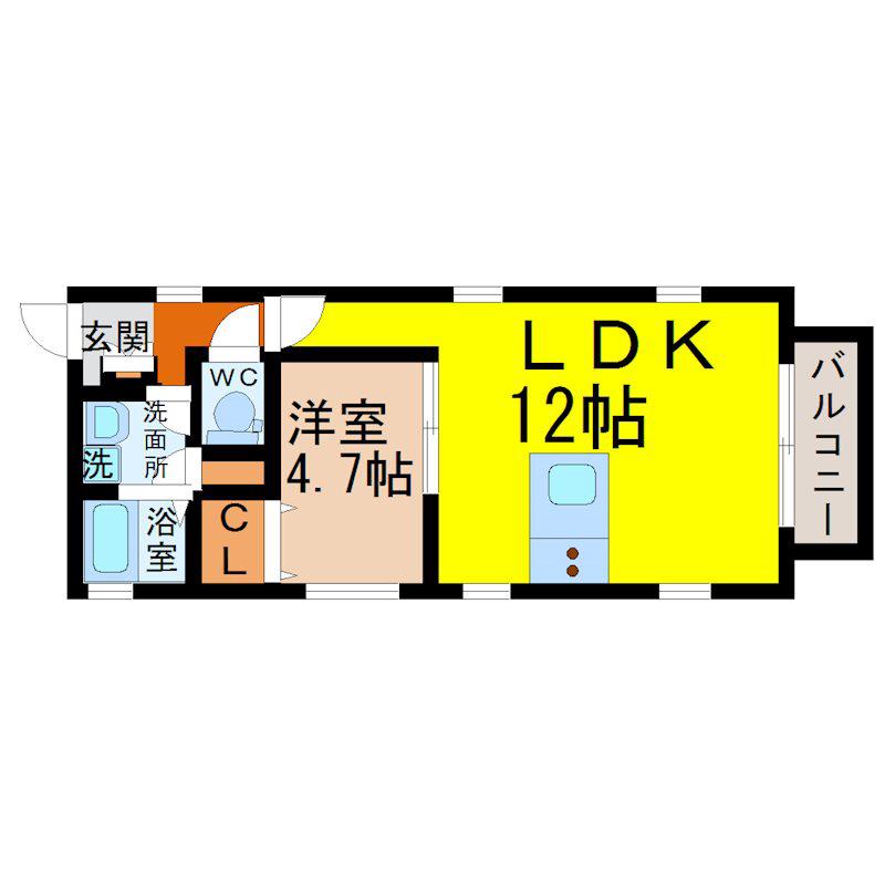 LINO(1LDK/3階)の間取り写真