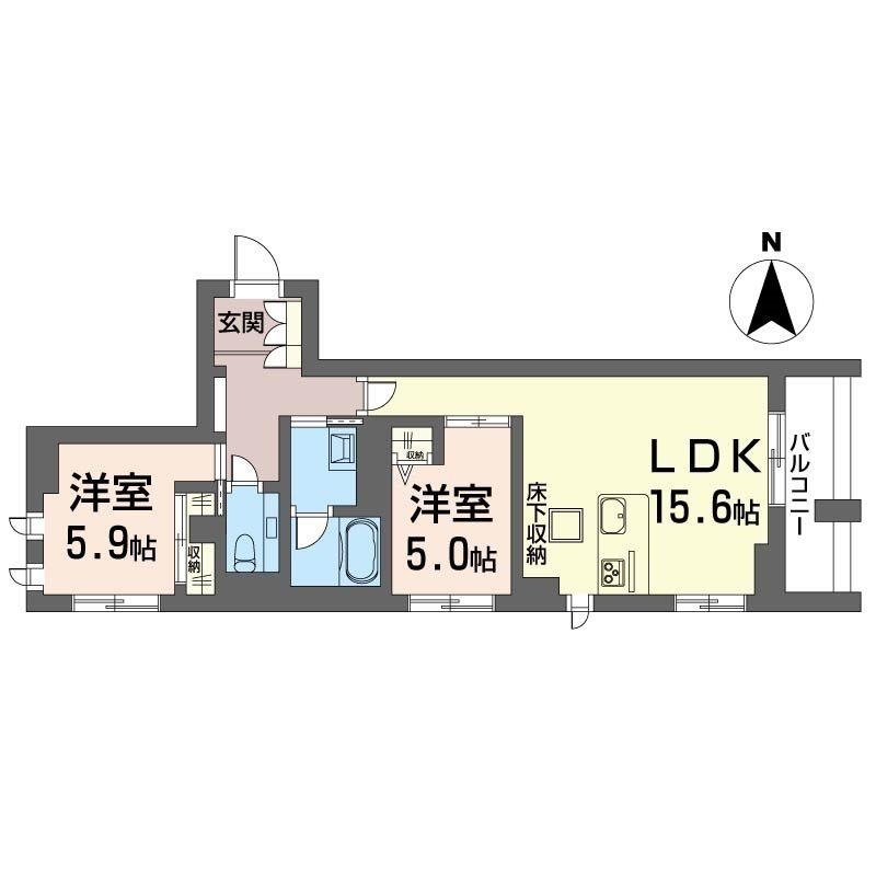 ベルクール(2LDK/1階)の間取り写真