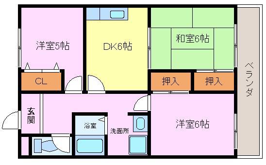 ノーザンライツ3(3DK/3階)の間取り写真
