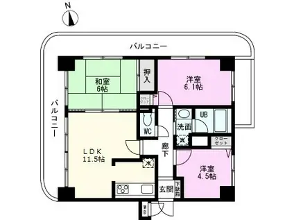ダイアパレス戸田公園II(3LDK/2階)の間取り写真