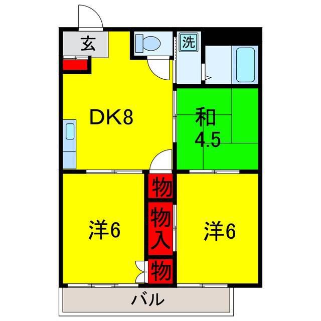 メゾンサクセスB(3DK/2階)の間取り写真