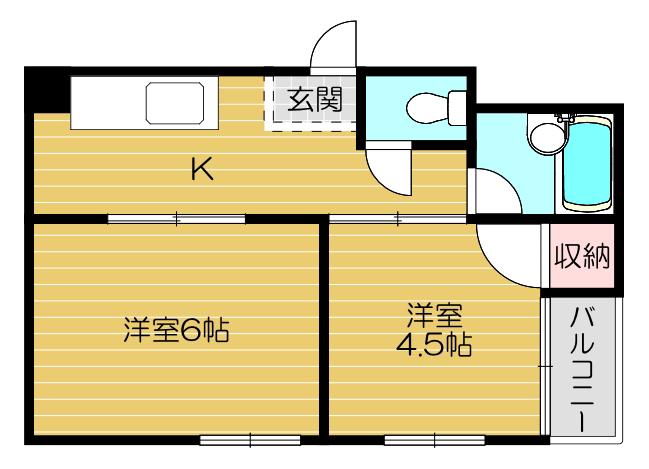 アールアイ八雲マンション(2K/3階)の間取り写真