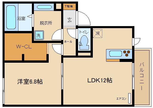 TOILE BLANCHE トワルブランシュ(1LDK/2階)の間取り写真