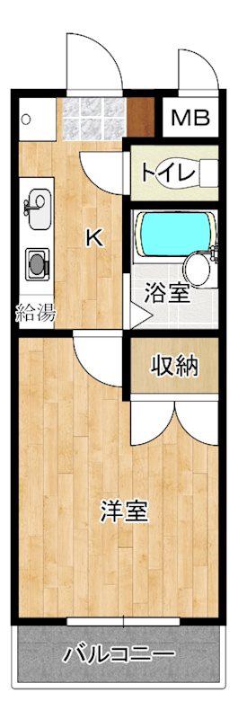 CROWN殿町(1K/1階)の間取り写真