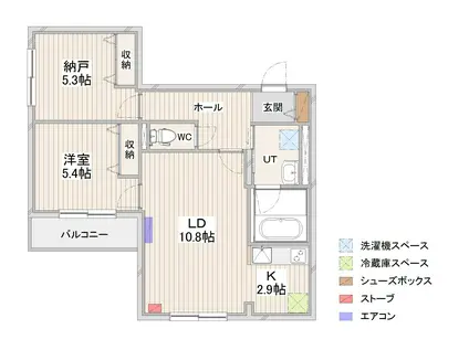 CRESCEND苗穂駅前(2LDK/2階)の間取り写真