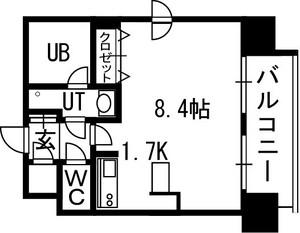 クレジデンス札幌・南4条(1K/4階)の間取り写真