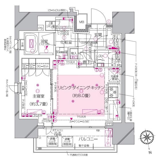 ピアース渋谷(1LDK/14階)の間取り写真