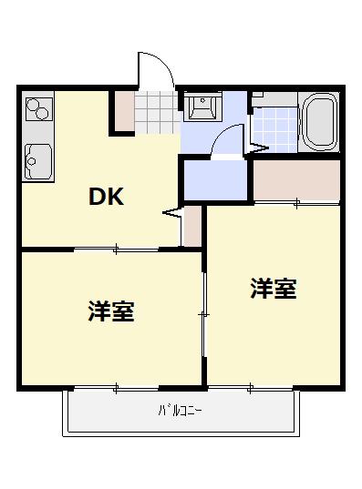 コンフォールC(2DK/2階)の間取り写真