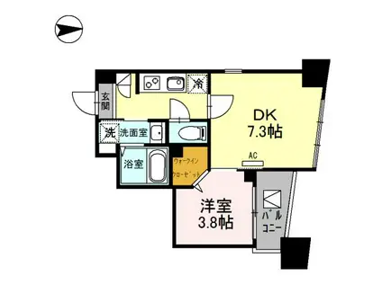 リベラーレ中野(1DK/2階)の間取り写真