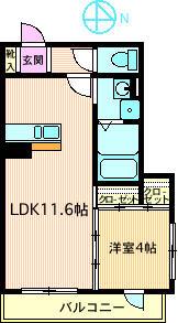 オークハイツII(1LDK/3階)の間取り写真