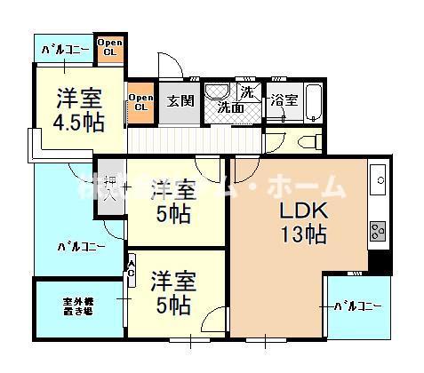 パレデアルシオン(3LDK/4階)の間取り写真