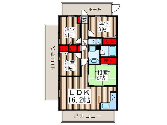 エクシオ中浦和レジデンス(4LDK/6階)の間取り写真