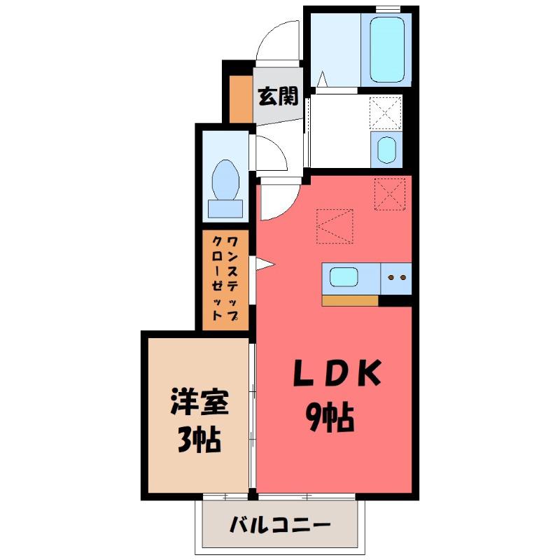 セプトガーデン大渡町(1LDK/1階)の間取り写真