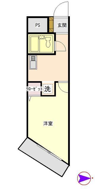 ウエストプラザ花京院(1K/2階)の間取り写真