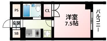 グランコート江坂(1K/2階)の間取り写真