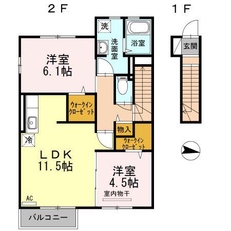 ＪＲ山陰本線 出雲市駅 徒歩28分 2階建 築12年(2LDK/2階)の間取り写真