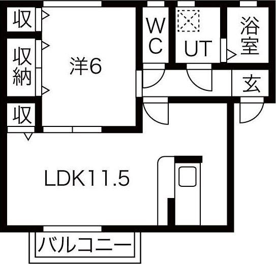 カームハイツIII(1LDK/1階)の間取り写真