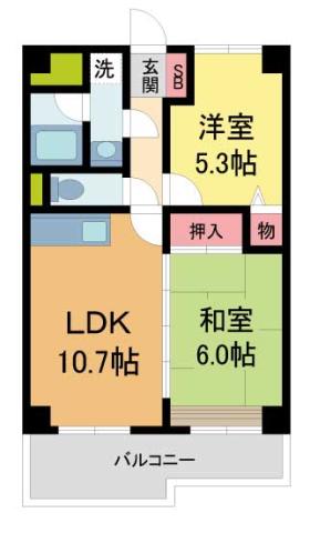 高橋ガーデンロイヤル(2LDK/4階)の間取り写真