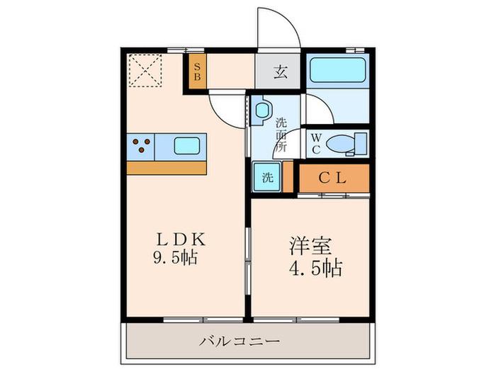 武庫之荘サンパレス(1LDK/4階)の間取り写真