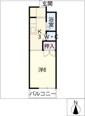 ハイネス鹿島(1K/2階)の間取り写真