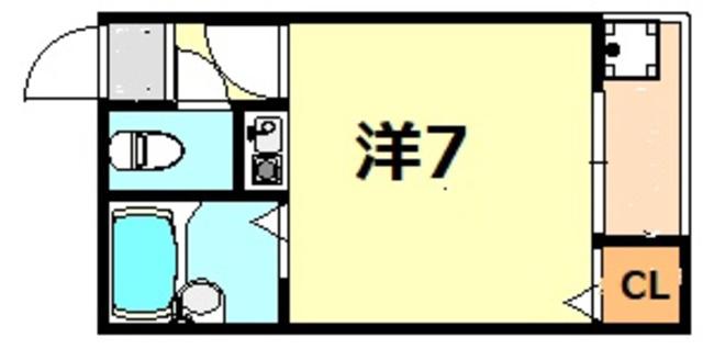 六甲参番館(ワンルーム/2階)の間取り写真