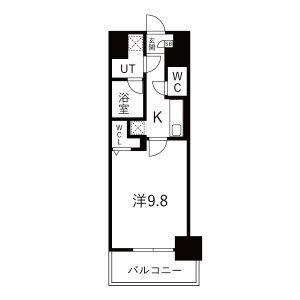 トレヴィ高岳(1K/8階)の間取り写真