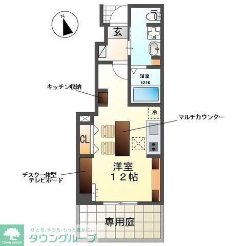 レインボー シェル(ワンルーム/1階)の間取り写真