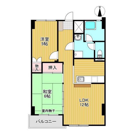 朝日ハイツ(2LDK/3階)の間取り写真