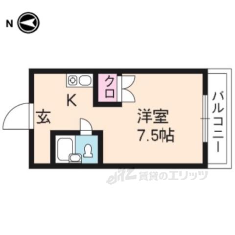 AXIA京都(1K/2階)の間取り写真
