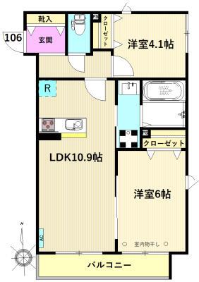 メゾンドアロ(2LDK/1階)の間取り写真