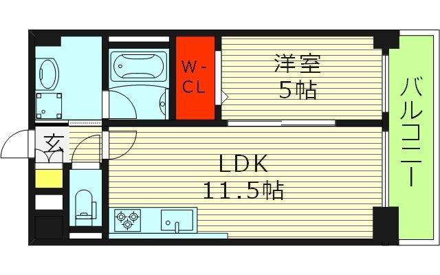 アルバグランデ(1LDK/6階)の間取り写真